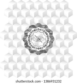 blind icon inside grey emblem. Retro with geometric cube white background
