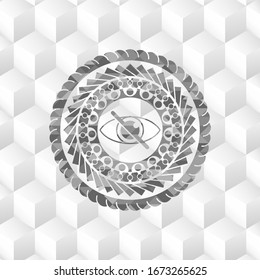 icono ciego dentro del icono gris o emblema con fondo blanco de cubo geométrico