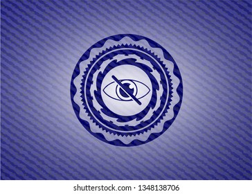 blind icon inside jean or denim emblem or badge background