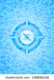 blind icon inside light blue mosaic emblem