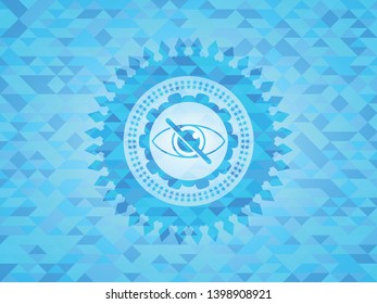 blind icon inside light blue emblem with mosaic background
