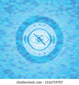 blind icon inside light blue emblem with mosaic background