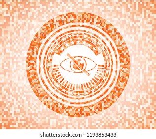 blind icon inside orange mosaic emblem with background