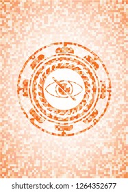 blind icon inside orange mosaic emblem