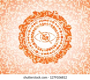 blind icon inside orange mosaic emblem