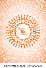 blind icon inside orange mosaic emblem