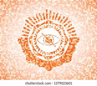 blind icon inside orange mosaic emblem with background