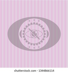 blind icon inside pink emblem. Retro