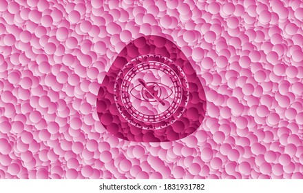 blind icon inside pink emblem with bubbles background. Vintage. Vector Illustration. Detailed. 