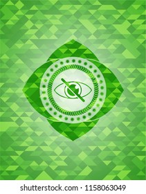 blind icon inside realistic green mosaic emblem