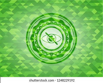 blind icon inside realistic green mosaic emblem