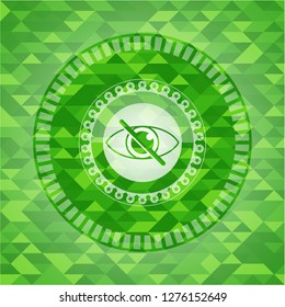 blind icon inside realistic green emblem. Mosaic background