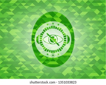 blind icon inside realistic green emblem. Mosaic background