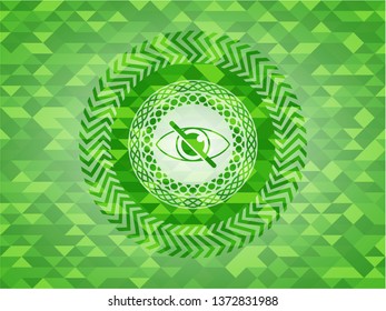 blind icon inside realistic green mosaic emblem