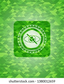 blind icon inside realistic green mosaic emblem