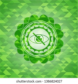blind icon inside realistic green emblem. Mosaic background