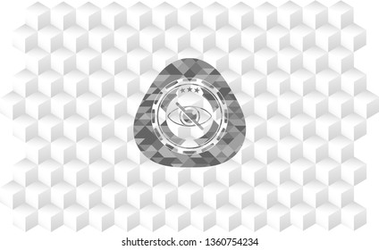 blind icon inside realistic grey emblem with cube white background