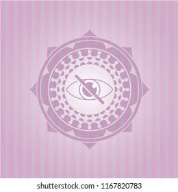 blind icon inside realistic pink emblem