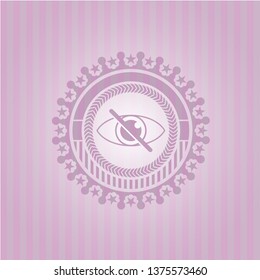 blind icon inside realistic pink emblem