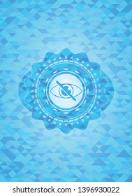 blind icon inside realistic sky blue mosaic emblem