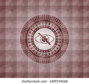 blind icon inside red badge with geometric pattern background. Seamless.
