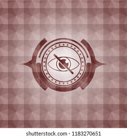 blind icon inside red emblem with geometric background. Seamless.