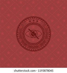 blind icon inside red emblem. Vintage.