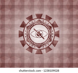 blind icon inside red emblem with geometric background. Seamless.