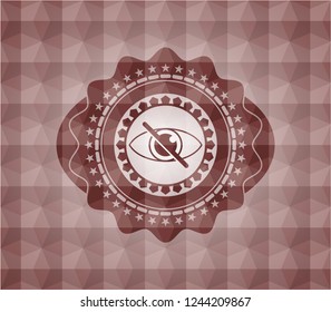 blind icon inside red geometric badge. Seamless.