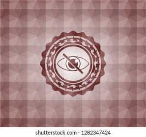 blind icon inside red polygonal badge.