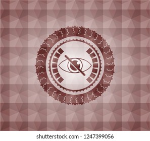 blind icon inside red seamless geometric pattern emblem. Seamless.