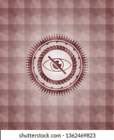 blind icon inside red seamless geometric pattern emblem. Seamless.