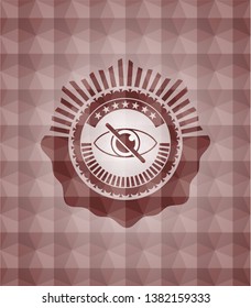 blind icon inside red seamless geometric pattern emblem. Seamless.