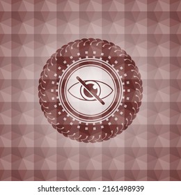 blind icon inside red seamless geometric pattern emblem. Seamless. 