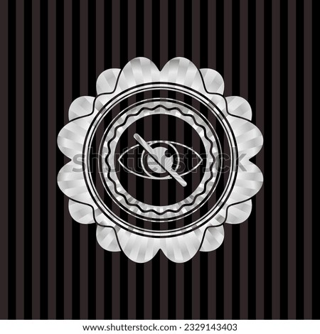 blind icon inside silvery emblem or badge. 