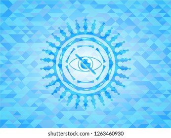 blind icon inside sky blue mosaic emblem