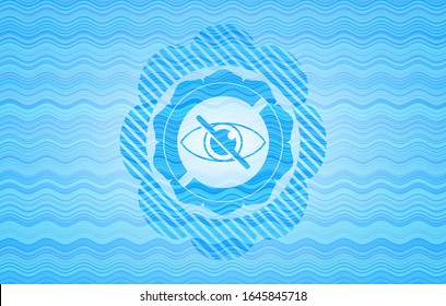 ícono ciego dentro del fondo de la insignia de la ola azul cielo.