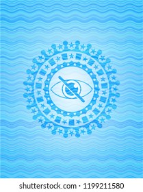 blind icon inside water emblem.