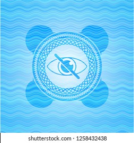 blind icon inside water wave concept badge.