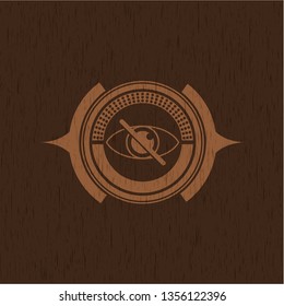 blind icon inside wooden emblem. Retro