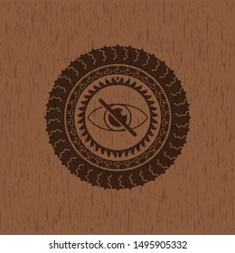 blind icon inside wooden emblem. Retro