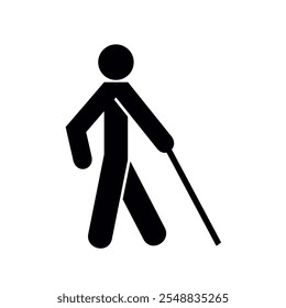 Blind icon. Blind man walk icon isolated on white background. 