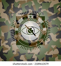 blind icon on camo pattern. 