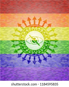 blind icon on mosaic background with the colors of the LGBT flag