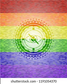 blind icon on mosaic background with the colors of the LGBT flag