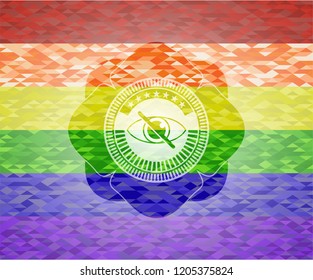 blind icon on mosaic background with the colors of the LGBT flag