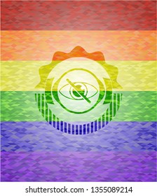 blind icon on mosaic background with the colors of the LGBT flag