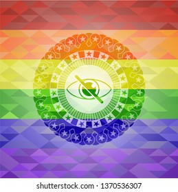 blind icon on mosaic background with the colors of the LGBT flag