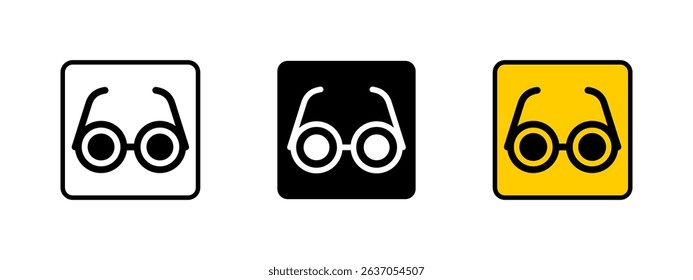 Blind icon. Pair of round lenses on frames representing vision impairment vector illustration. Accessibility and disability support symbol. Assistive guidance sign. Vision health pictogram.