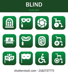blind icon set. Vector  illustrations related with Window, Eye mask and Shutter